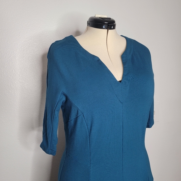 Soft Surroundings Scarletta Deep Teal Maxi Dress Modest Ponte Knit Sz.18 Tall - Picture 2 of 4